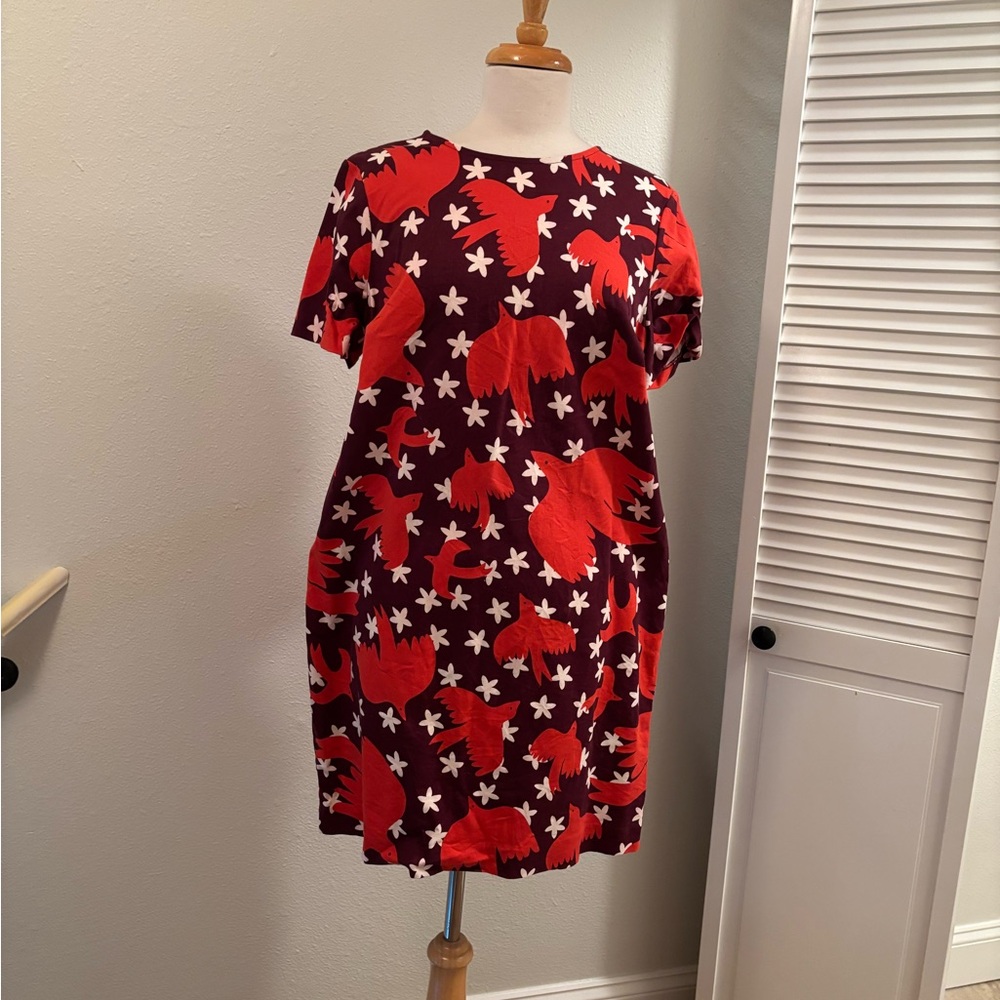 Boden Red and White Floral Mini Dress